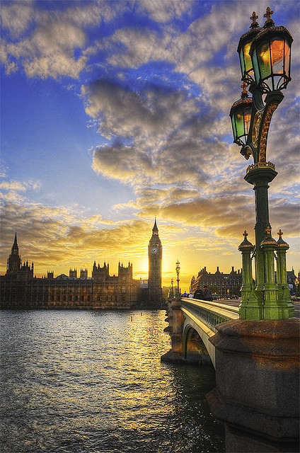 Sunset, Thames River, London, England