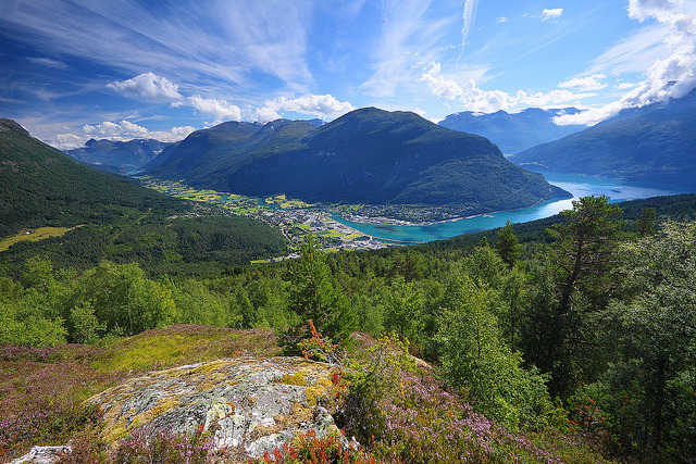 by jensvins on Flickr.Panorama over Stryn valley and Nordfjord - Norway.