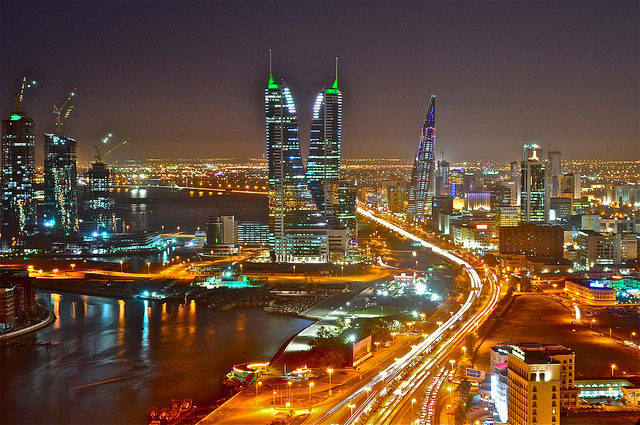 by Talal Maraghi on Flickr.Manama City night view, Bahrain.