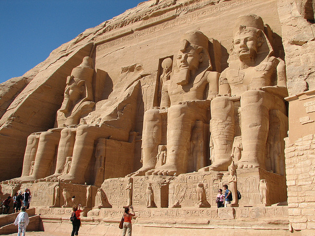 by lsarao on Flickr.The giants of Abu Simbel temple in Egypt.