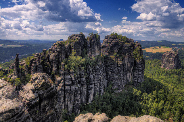 by Wolfgang Staudt on Flickr.The Schrammsteine Rocks in East Germany.
