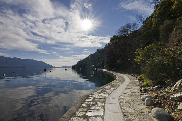 Lakeside promenade at Lago Maggiore, Italy.