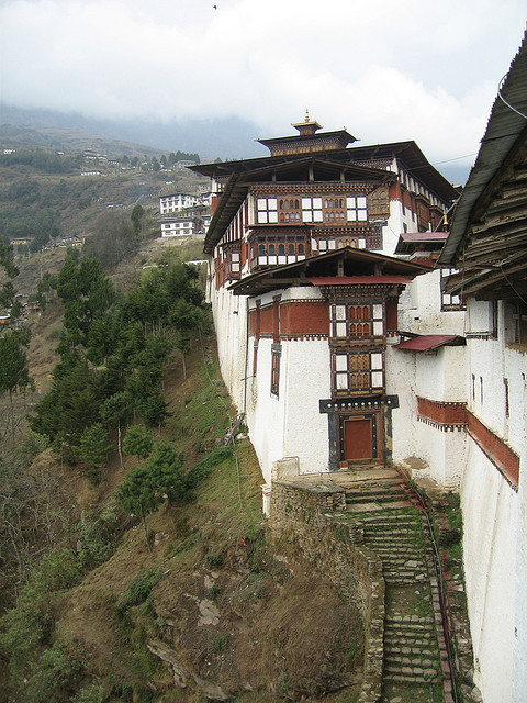 Looking north along the outer edge of Trongsa dzong, Bhutan