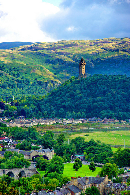 The National Wallace Monument rising above Stirling, Scotland