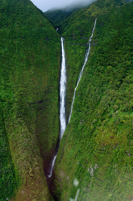 Kahiwa Falls on Molokai Island, Hawaii, USA