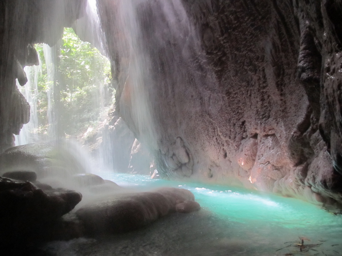 Hidden in a cave, Somerset Falls in Portland, Jamaica.