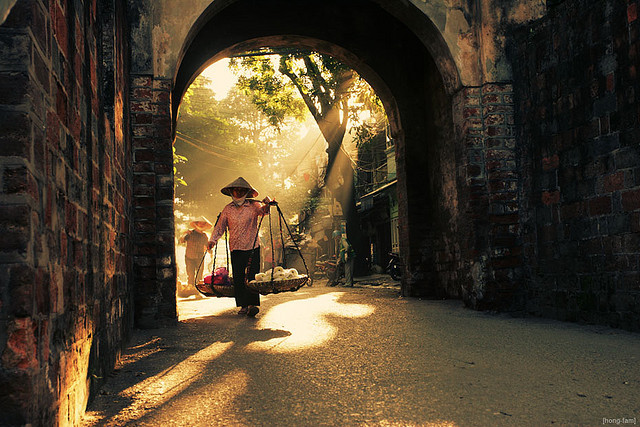 Morning on the streets of Hanoi, Vietnam
