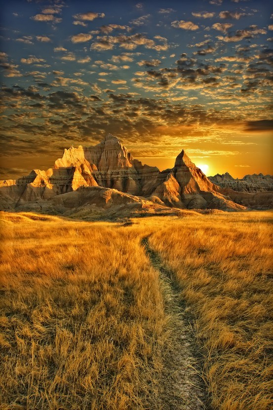 Golden Sunset, Badlands, South Dakota