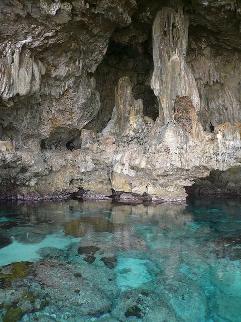 Blue pool inside Avaiki Cave in Niue Island