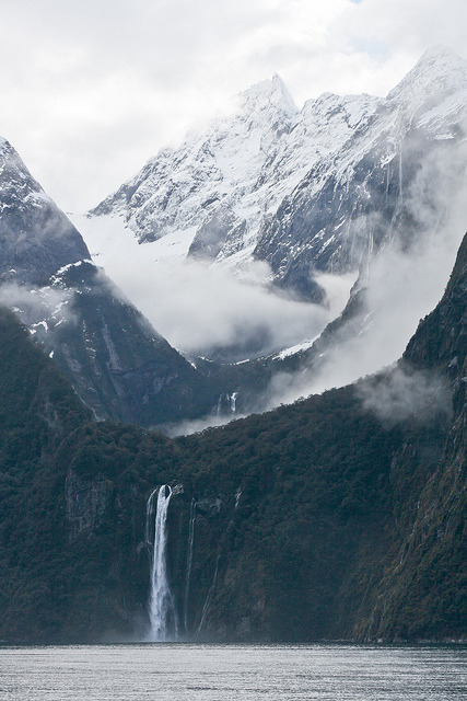 Stirling Falls in Milford Sound, South Island, New Zealand