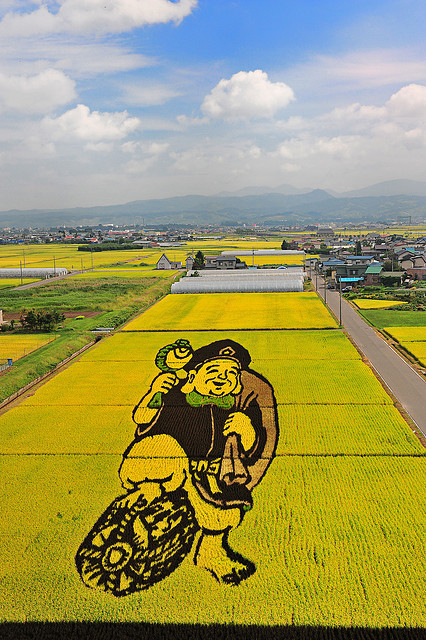 Rice field art in the small village of Inakadata, Japan