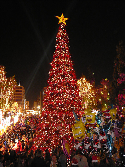 Christmas decorations on Syntagma square, Athens, Greece