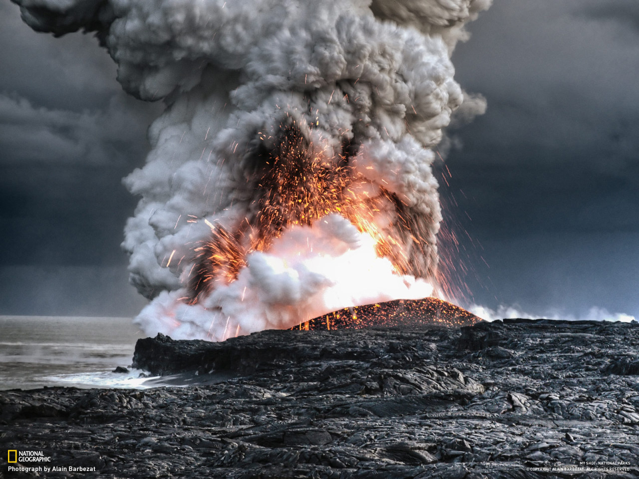 Lava Explodes into the Ocean, Hawaii
