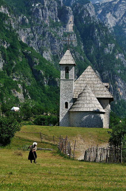 Rural scene in the village of Theth in northern Albania