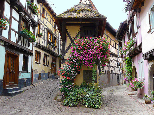 Lovely streets of Eguisheim in Alsace, France