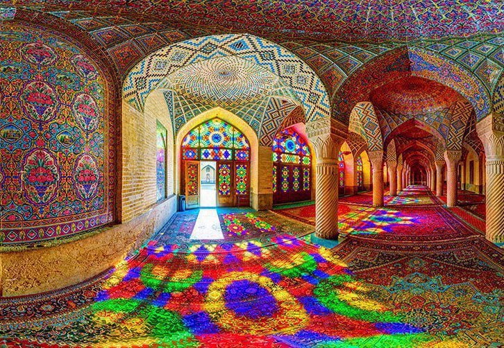 The colors of Nasir al-Mulk Mosque in Shiraz, Iran