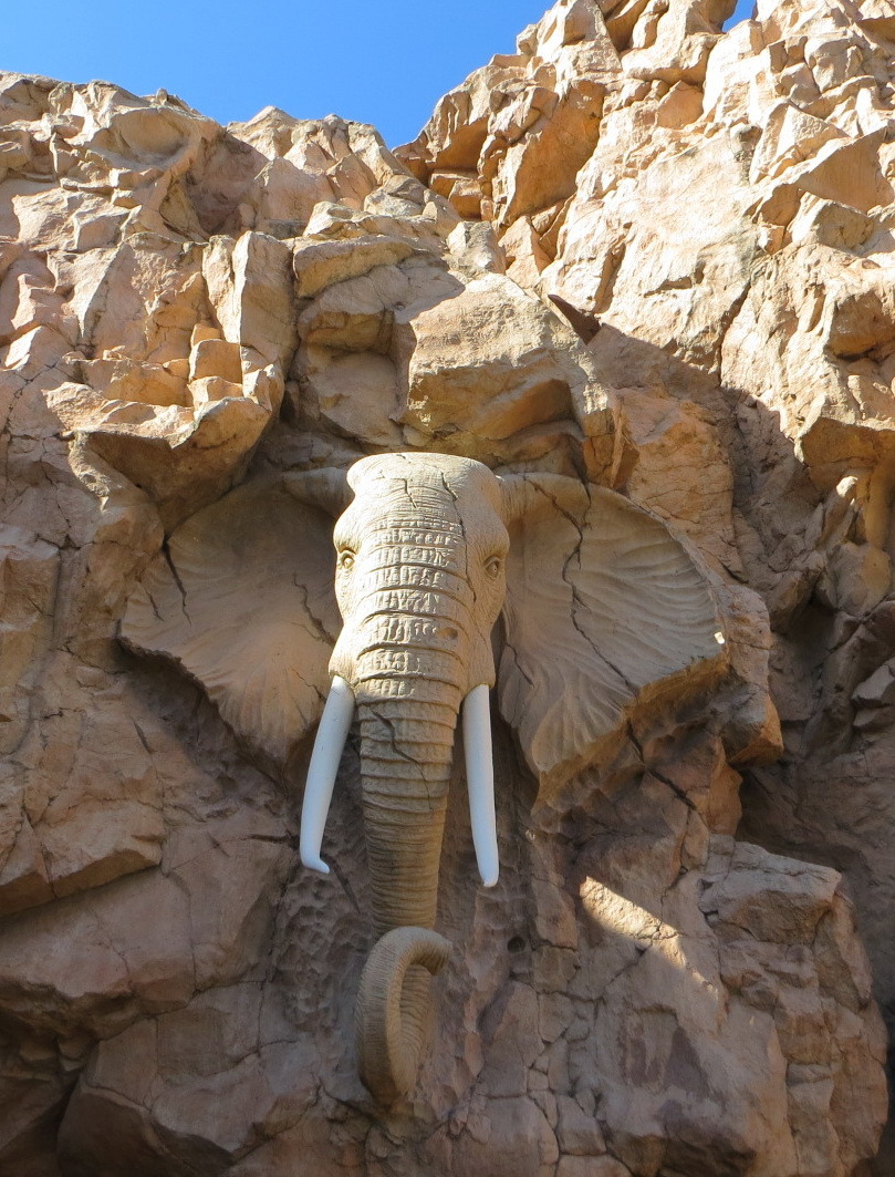 Rock-carved elephant at Sun City Resort, South Africa