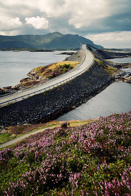The Atlantic Ocean Road, a scenic coast road along the Norwegian Sea