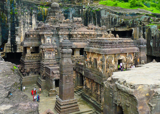 Kailash Temple at the entrance to Ellora Caves, India