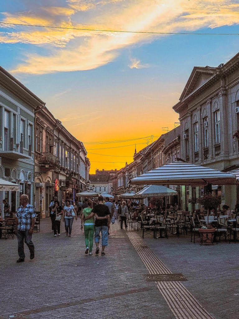 Strolling at dusk on the streets of Novi Sad / Serbia